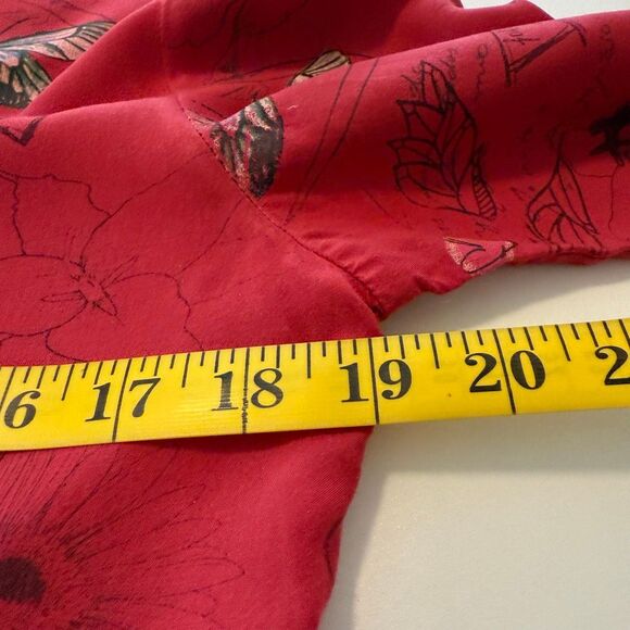 Desigual Red Botanical Print Long Sleeve Casual Pop Over Blouse Size M - Picture 9 of 14